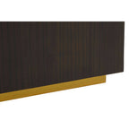 Black and Natural Bamboo Square Side Table with Gold Base