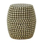 Gold Finish Interlinked Beaded Iron Stool and Side Table