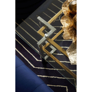 Clear Glass Coffee Table with Silver and Gold Finish Base