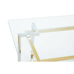 Clear Glass Coffee Table with Silver and Gold Finish Base