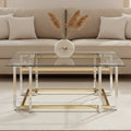 Clear Glass Coffee Table with Silver and Gold Finish Base