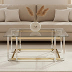 Clear Glass Coffee Table with Silver and Gold Finish Base
