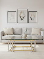 Clear Glass Coffee Table with Silver and Gold Finish Base