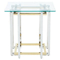 Clear Glass Side Table with Silver and Gold Finish Base