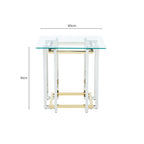 Clear Glass Side Table with Silver and Gold Finish Base