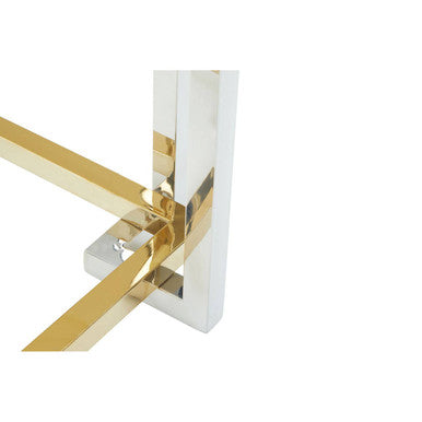 Clear Glass Side Table with Silver and Gold Finish Base