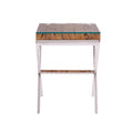 Natural Recycled Wood Small Side Table with Cross Base