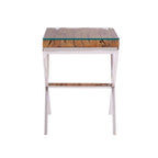 Natural Recycled Wood Small Side Table with Cross Base