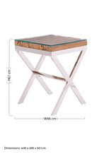 Natural Recycled Wood Small Side Table with Cross Base