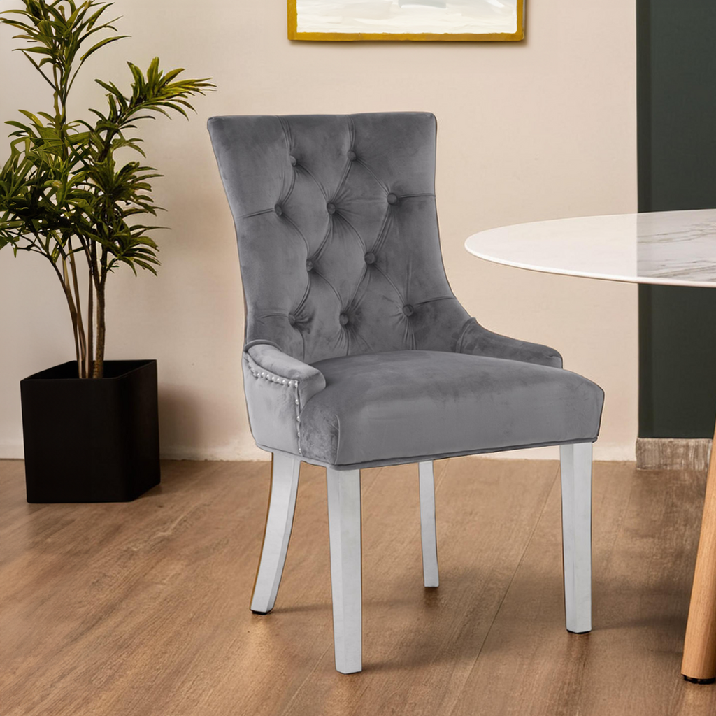 Grey Velvet Dining Chair
