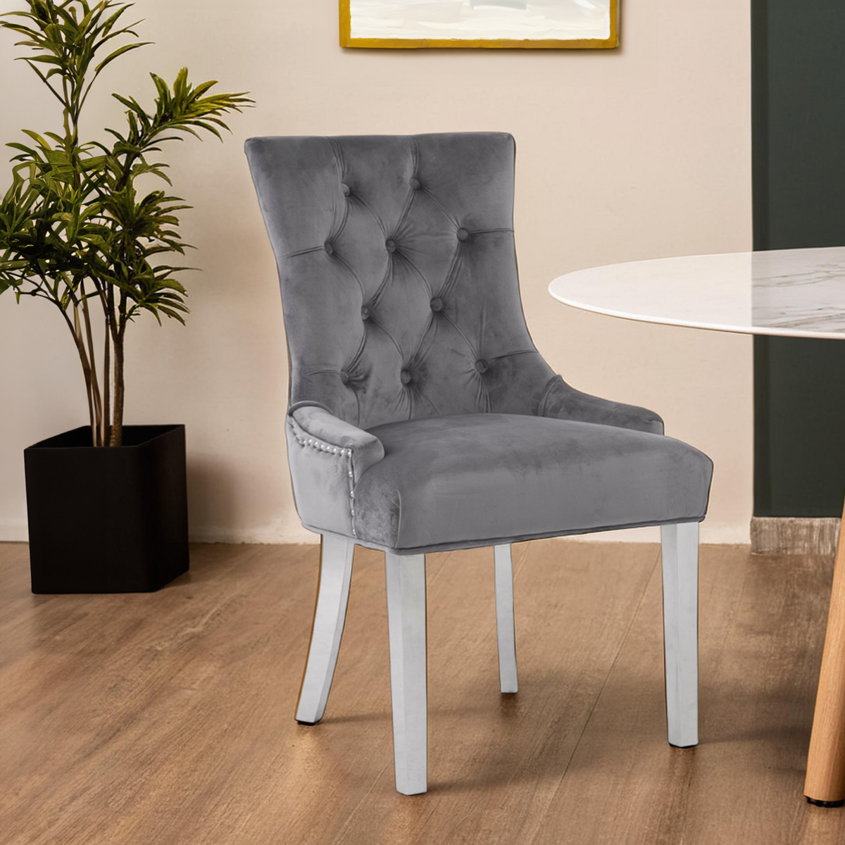 Grey Velvet Dining Chair