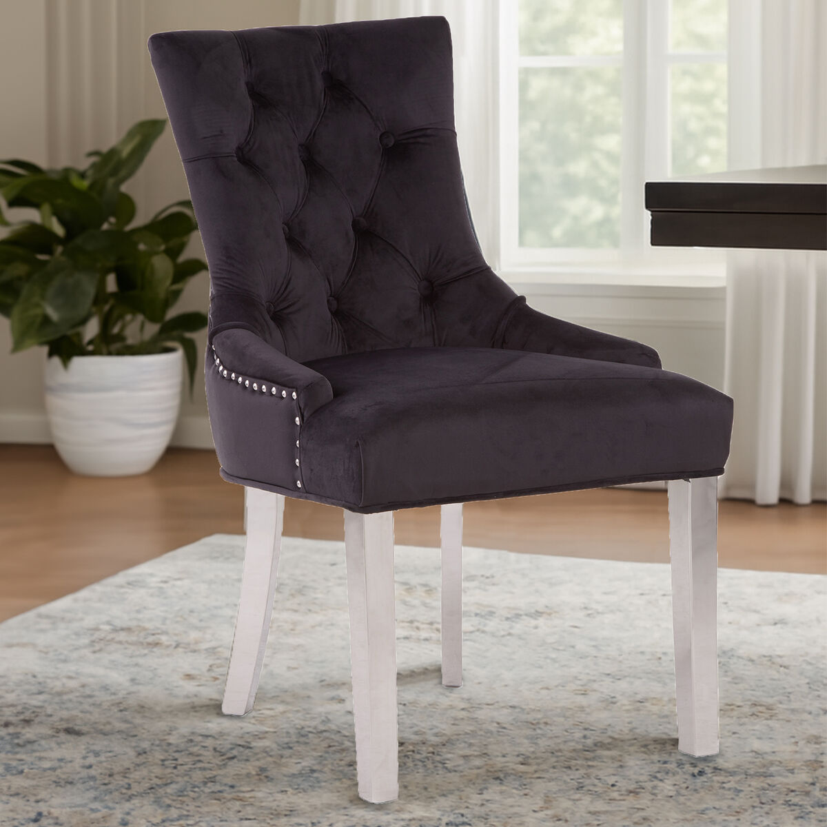 Black Velvet Dining Chair