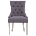 Button-Tufted Grey Dining Chair