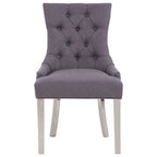 Button-Tufted Grey Dining Chair