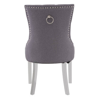 Button-Tufted Grey Dining Chair
