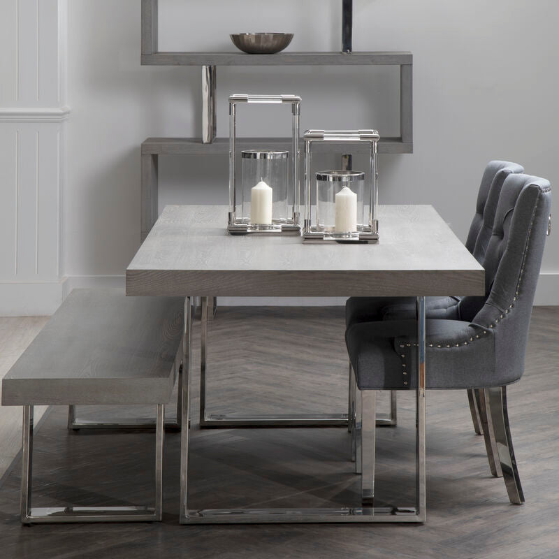 Button-Tufted Grey Dining Chair