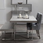 Button-Tufted Grey Dining Chair
