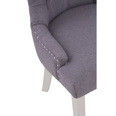 Button-Tufted Grey Dining Chair
