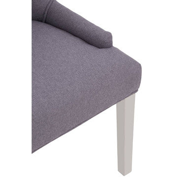 Button-Tufted Grey Dining Chair