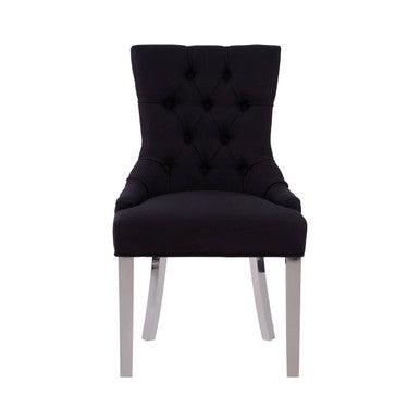 Button-Tufted Black Dining Chair