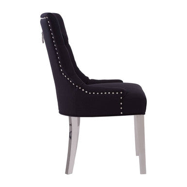 Button-Tufted Black Dining Chair