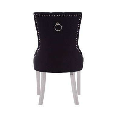 Button-Tufted Black Dining Chair