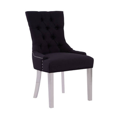 Button-Tufted Black Dining Chair