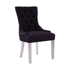 Button-Tufted Black Dining Chair
