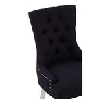 Button-Tufted Black Dining Chair
