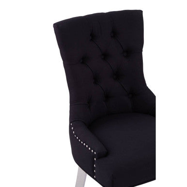 Button-Tufted Black Dining Chair
