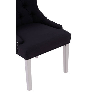 Button-Tufted Black Dining Chair
