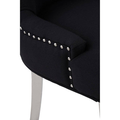 Button-Tufted Black Dining Chair