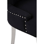 Button-Tufted Black Dining Chair