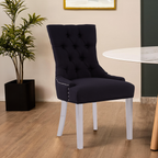Button-Tufted Black Dining Chair