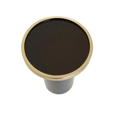 Gold and Black Art Deco Pillar Metal Side Table with Base