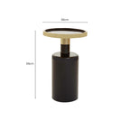 Gold and Black Art Deco Pillar Metal Side Table with Base