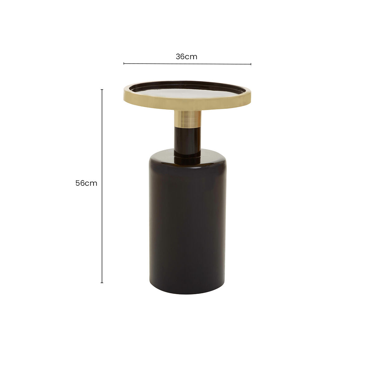 Gold and Black Art Deco Pillar Metal Side Table with Base