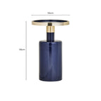 Gold and Navy Art Deco Pillar Metal Side Table with Base
