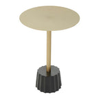 Round Gold Iron Side Table with Black Fluted Base
