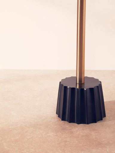 Round Gold Iron Side Table with Black Fluted Base