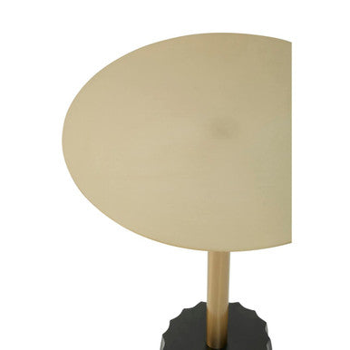 Round Gold Iron Side Table with Black Fluted Base