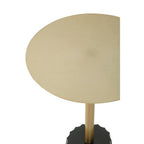 Round Gold Iron Side Table with Black Fluted Base