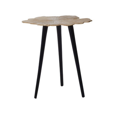 Gold Finish Gingko Small Side Table