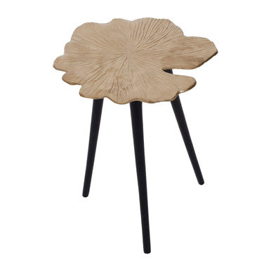 Gold Finish Gingko Small Side Table