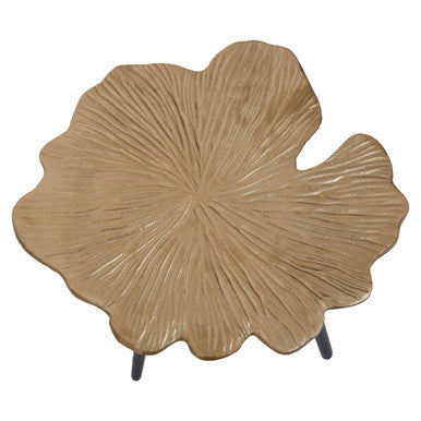 Gold Finish Gingko Small Side Table