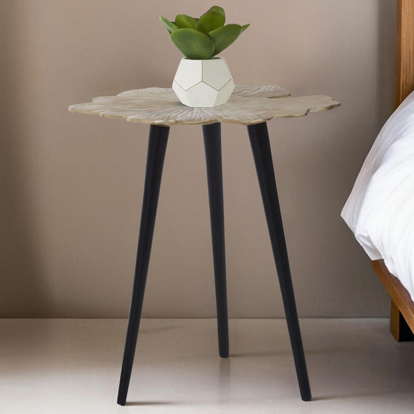 Gold Finish Gingko Small Side Table