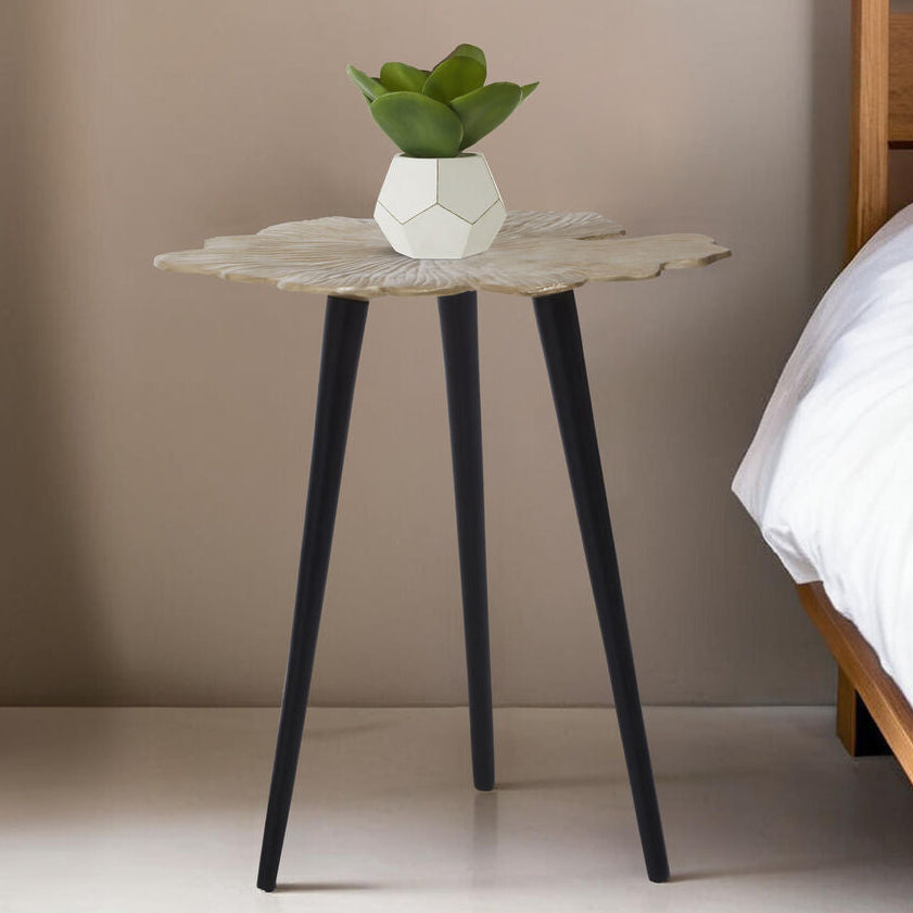Gold Finish Gingko Small Side Table