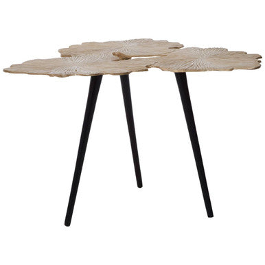 Gold Finish Gingko Large Side Table