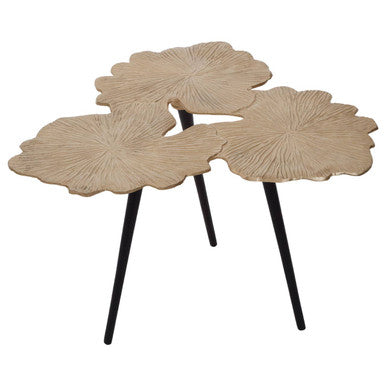 Gold Finish Gingko Large Side Table