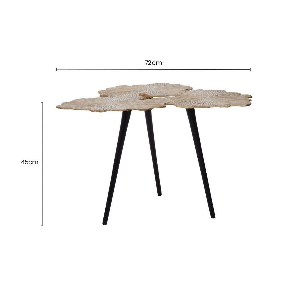Gold Finish Gingko Large Side Table